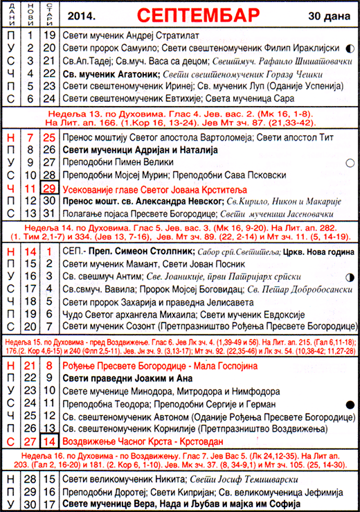 crkveni kalendar 2019 uskrs