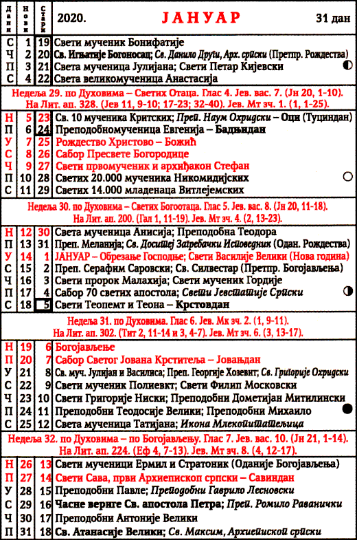 Featured image of post Crkveni Kalendar Za Januar 2021 Godine